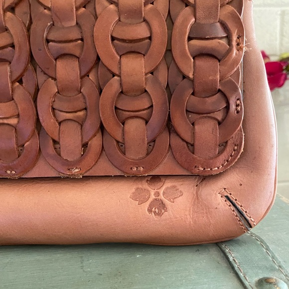 PATRICIA NASH CHAINLINK DUSTY ROSE LEATHER CLUTCH EUC - Picture 2 of 12